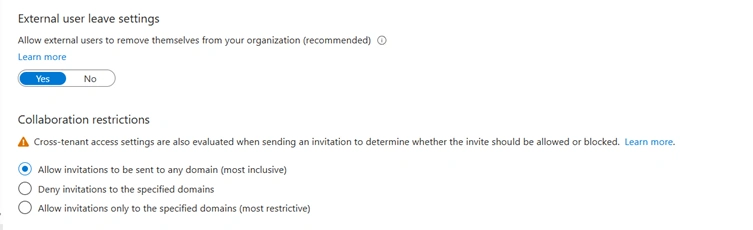 External user leave settings