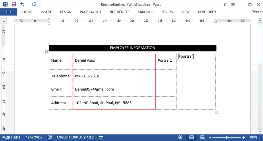 Java - Replace Bookmark Content In Word