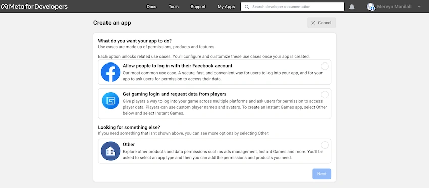 Create an meta app