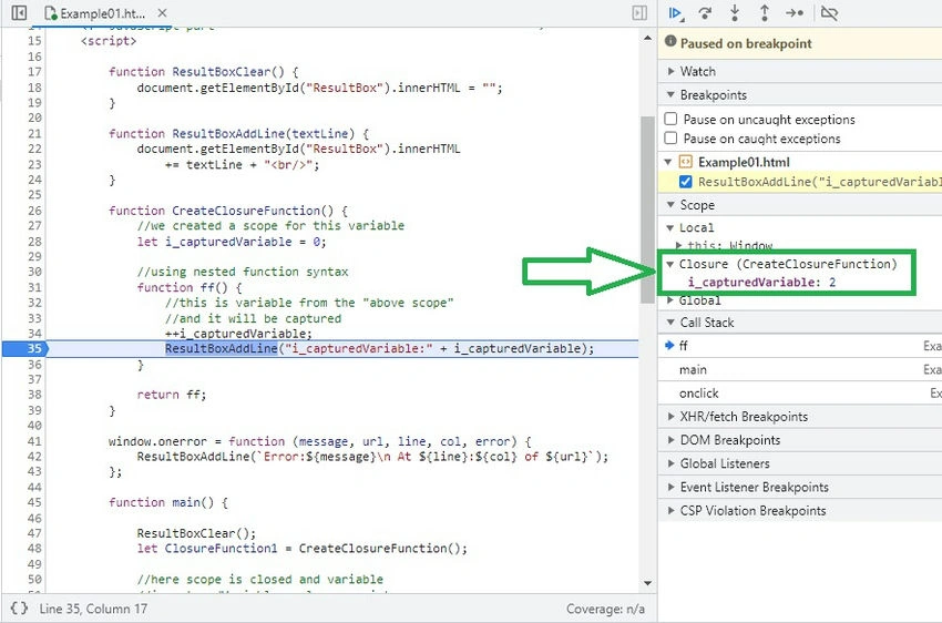 Debugging session