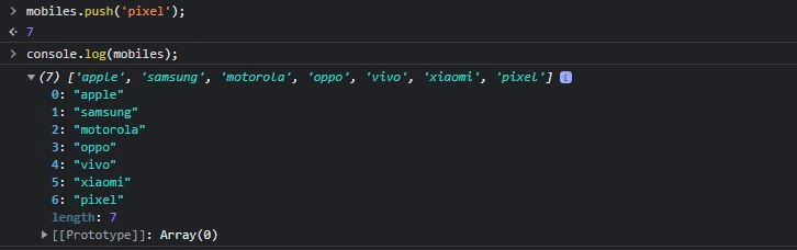 Add element at the end of the array