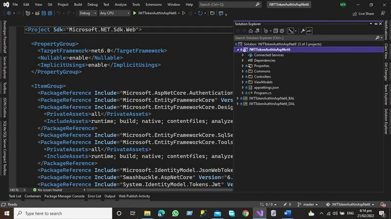JWT Token Authentication in Asp.net Core 6 Web API Using Three Tier Architecture