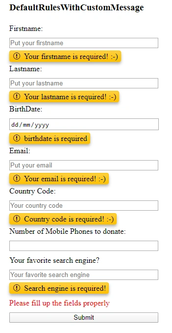 Kendo UI jQuery Validator