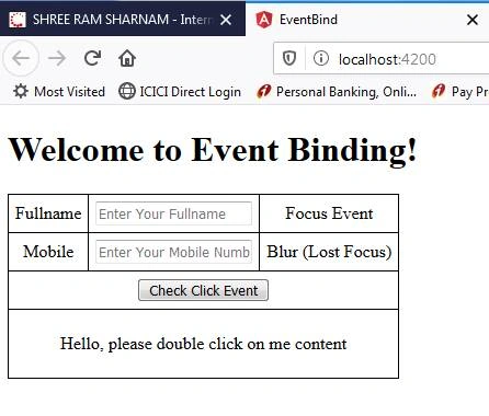 Event Binding In Angular