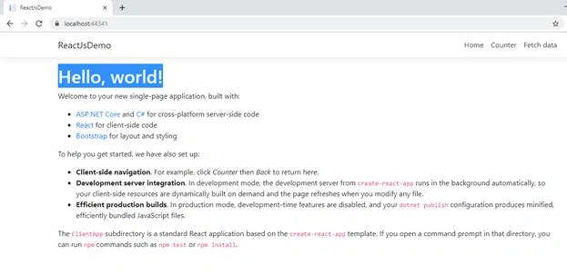 Learn About React App With Visual Studio 2019