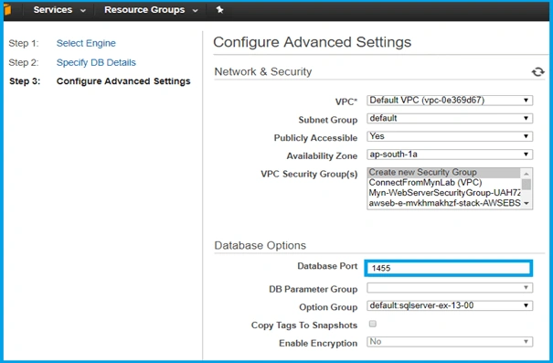 SQL Database in AWS