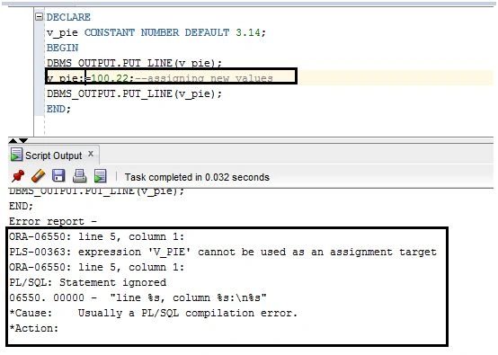 Exception while changing the Constant variable