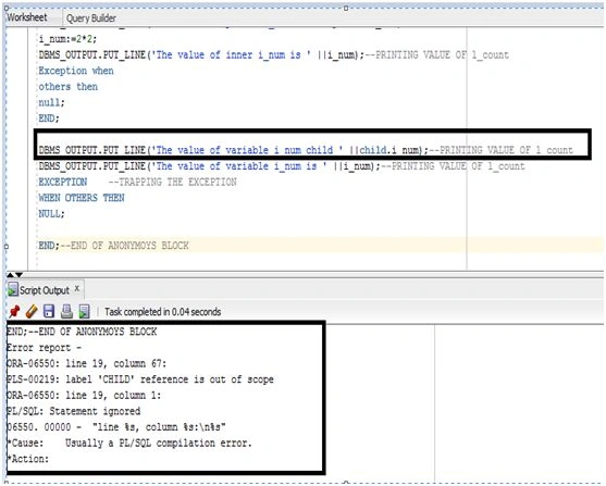 Scope of the variable