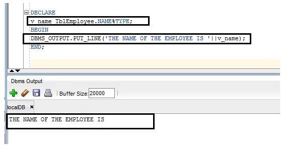 Type Attribute of type table column