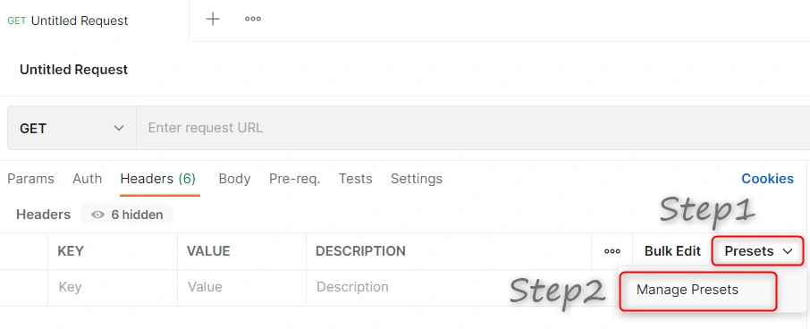 Postman adding Preset Headers