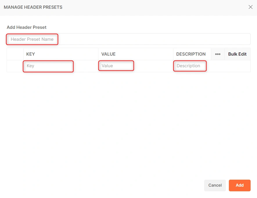 Postman adding Preset Headers