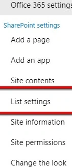 Office 365 settings-