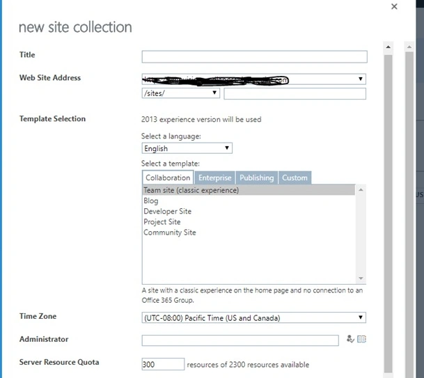 New Site collection
