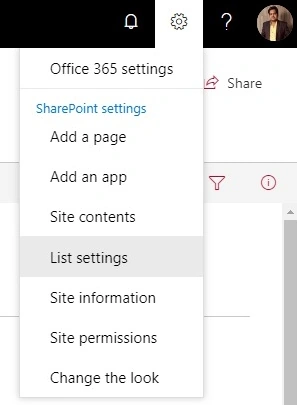 List settings