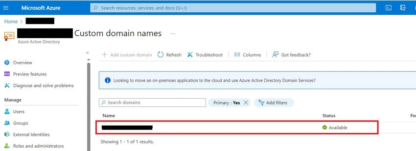 Custom Domain Created