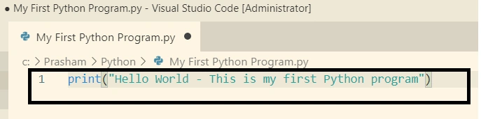 First line of Python code