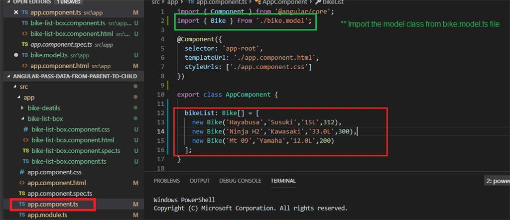 Lets Develop An Angular Application - Create A Model Class For Our Bike Entity And Access The List Of Bikes Stored In An Array