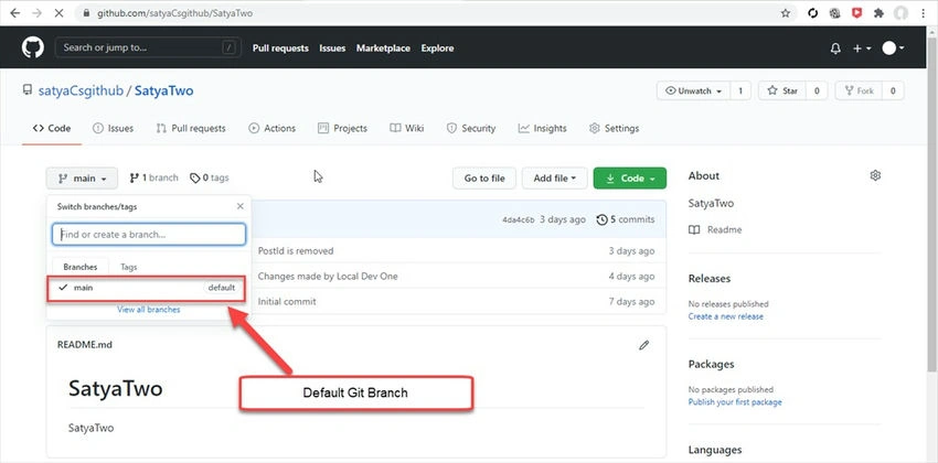 Default Git Branch 