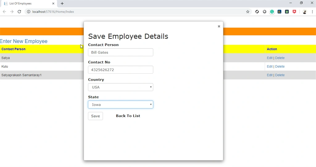 Modal Popup Using MVC And Entity Framework In Depth