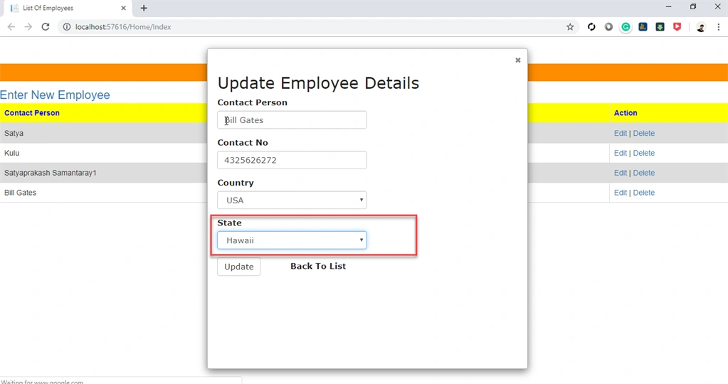 Modal Popup Using MVC And Entity Framework In Depth
