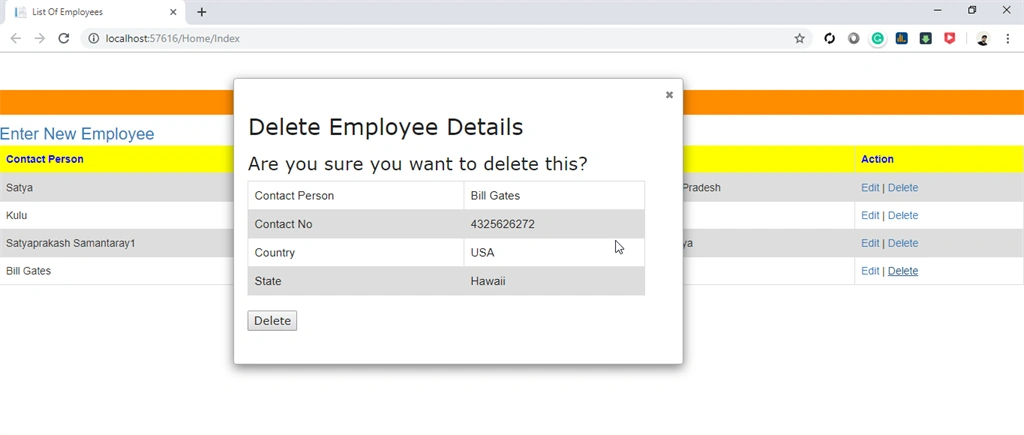 Modal Popup Using MVC And Entity Framework In Depth