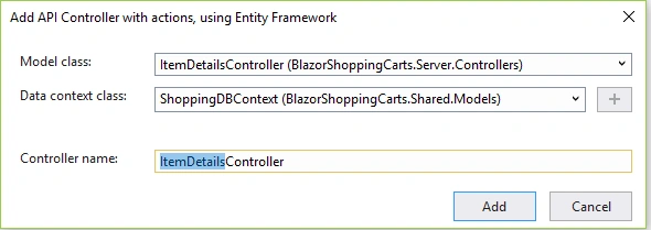make Shopping Cart using ASP.NET Core Blazor using EF and Web API