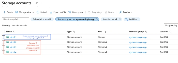 Link Azure Logic App Standard with multiple storage accounts