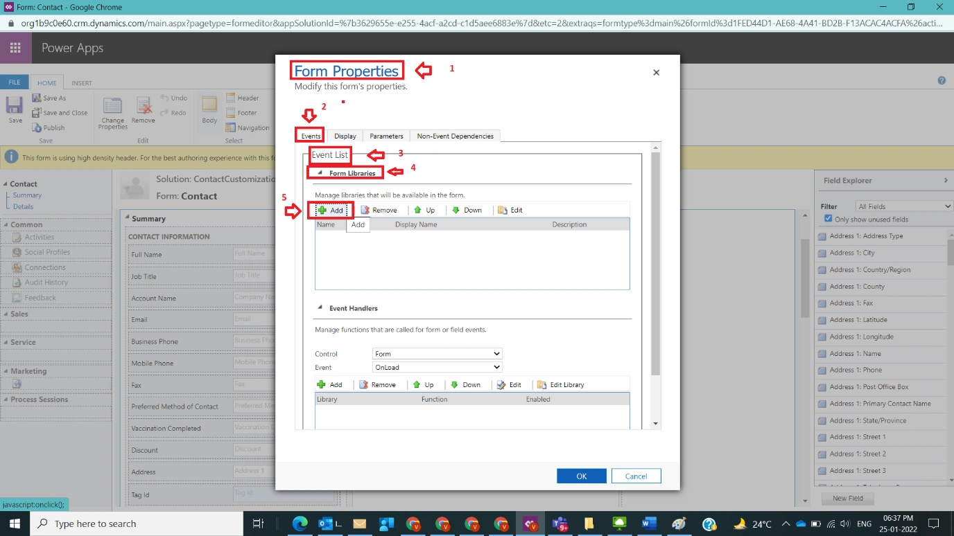 Link Web resource to Form using Classic UI in Dynamics CRM Figure 4