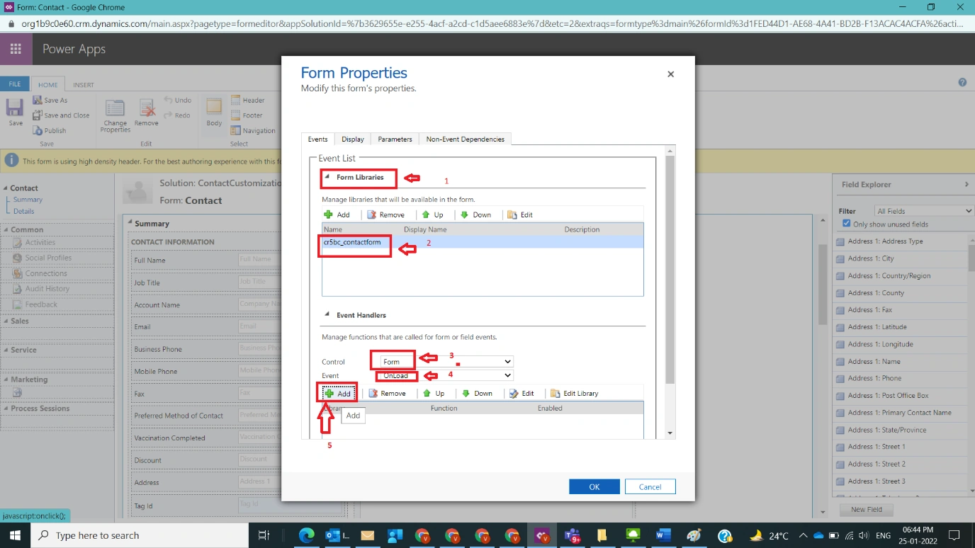 Link Web resource to Form using Classic UI in Dynamics CRM Figure 6