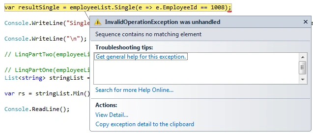 LINQ Extension Methods - Element Operator And Set Operator