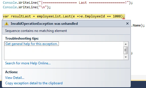 LINQ Extension Methods - Element Operator And Set Operator