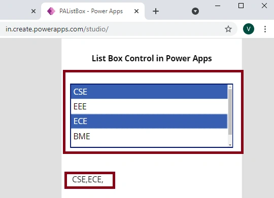 List Box Control In Power Apps