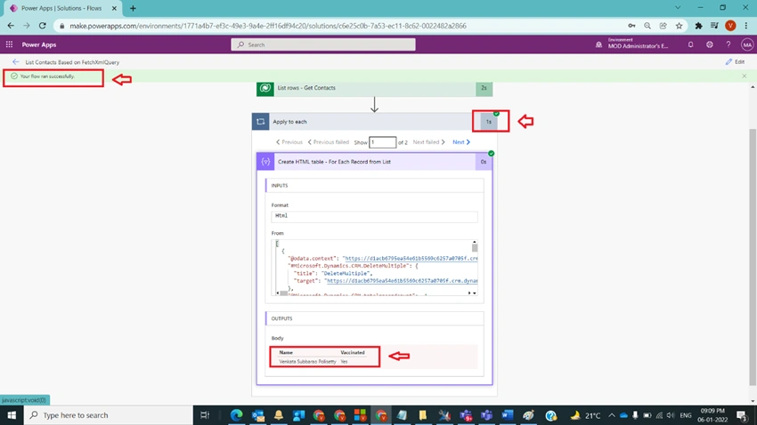 List Contacts Based on FetchXMLQuery in Power Automate