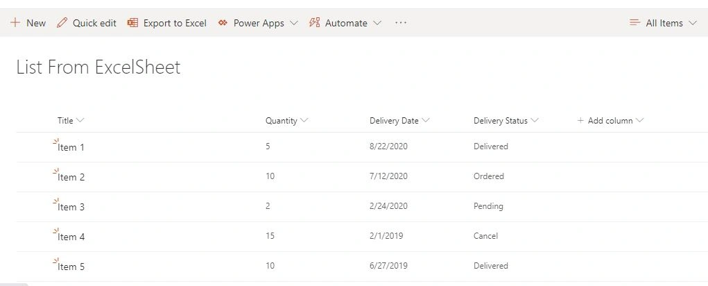 SharePoint List Using Microsoft Excel