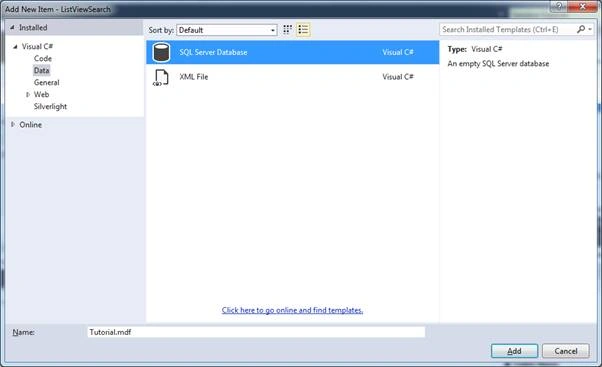 List View Control With CRUD And Search Record