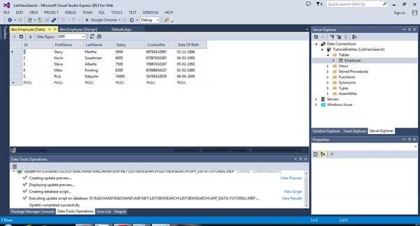 List View Control With CRUD And Search Record