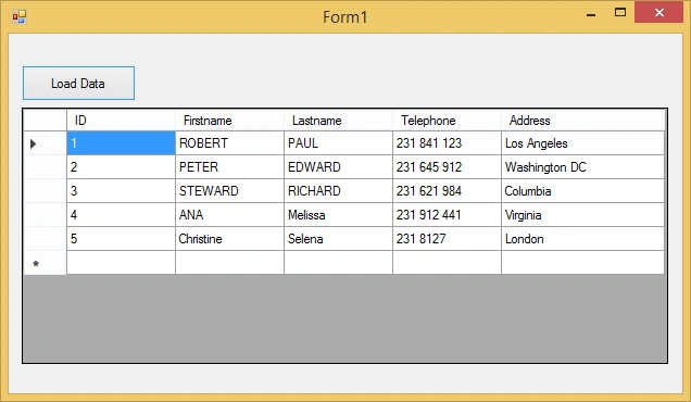 Load Datagridview From Database In C#
