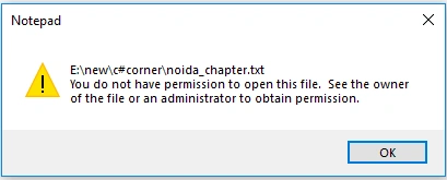 Warning message