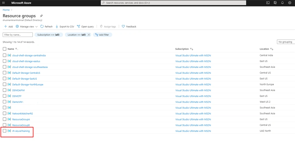 Locking in azure resource group