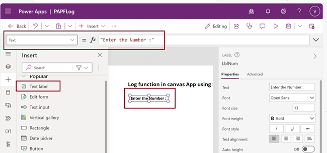 Text label