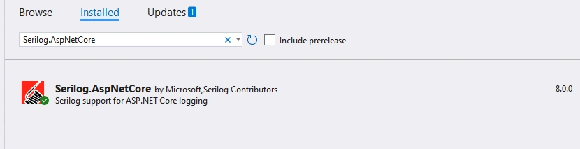Install serilog package