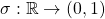 {\displaystyle \sigma :\mathbb {R} \rightarrow (0,1)}