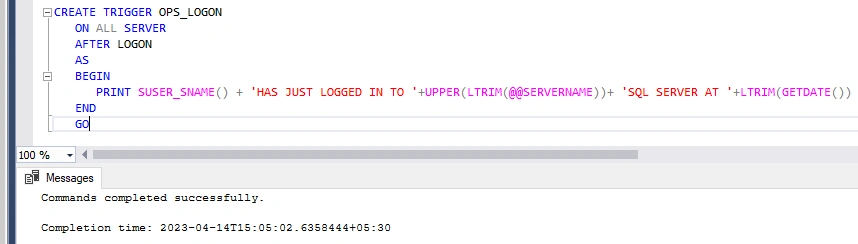 LOGON Triggers in SQL Serve
