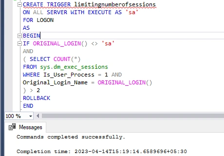 LOGON Triggers in SQL Serve