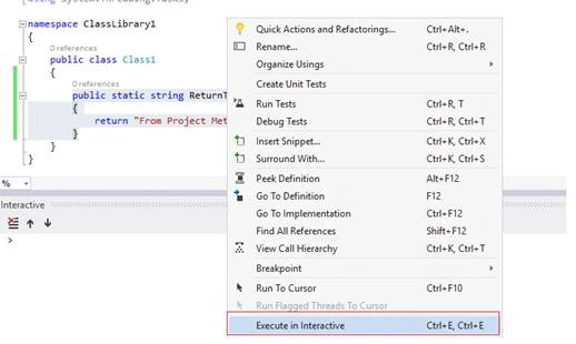 execute in interactive window