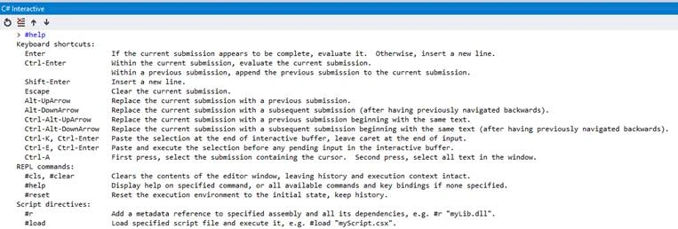 C# Interactive window