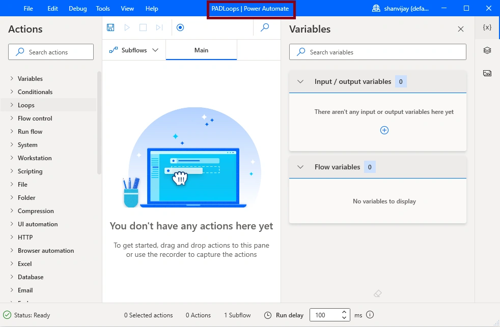 Loops Action in Desktop flow
