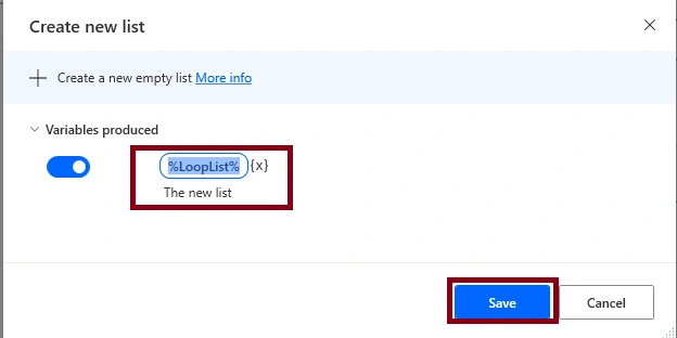 Loops Action in Desktop flow
