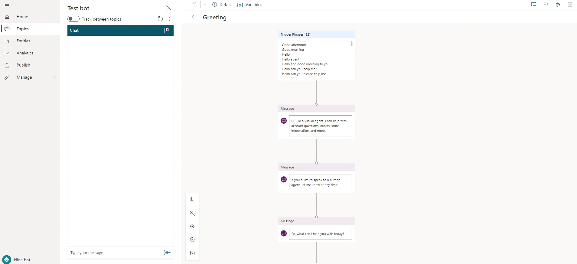 Power Virtual Agent Chatbot