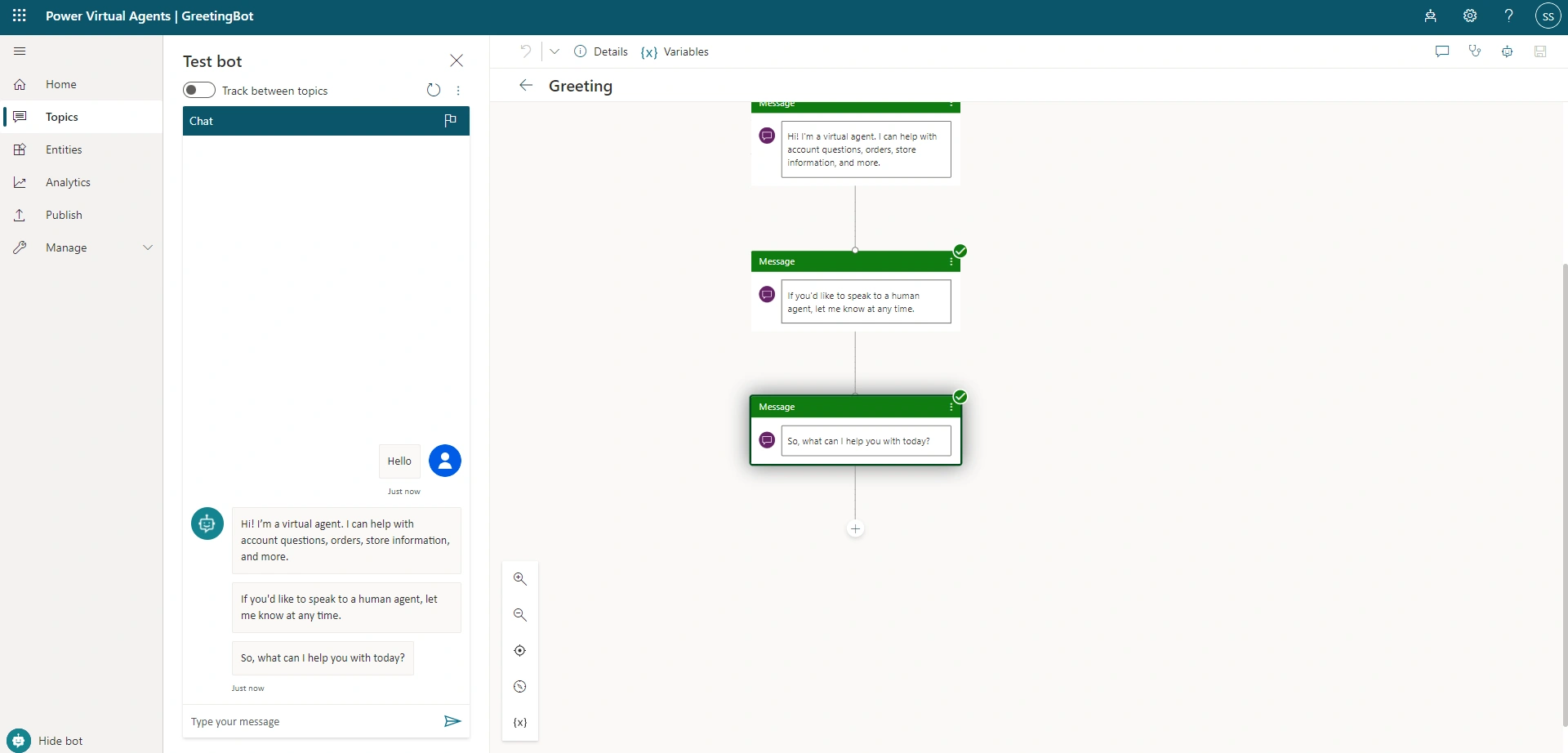 Power Virtual Agent Chatbot